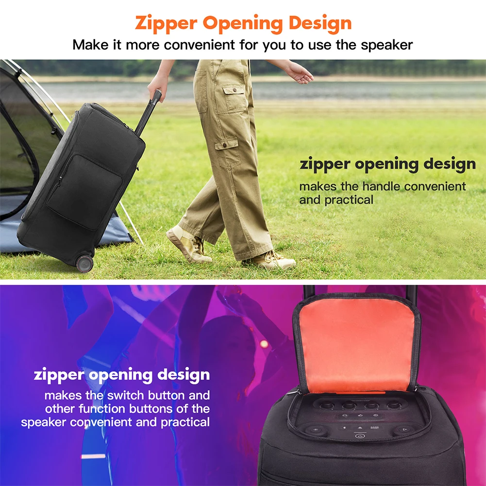 Padded Speaker Protective Cover with Mic Pocket Double-Sided Speaker Storage Bag Zipper Closure for JBL PARTYBOX 310/320