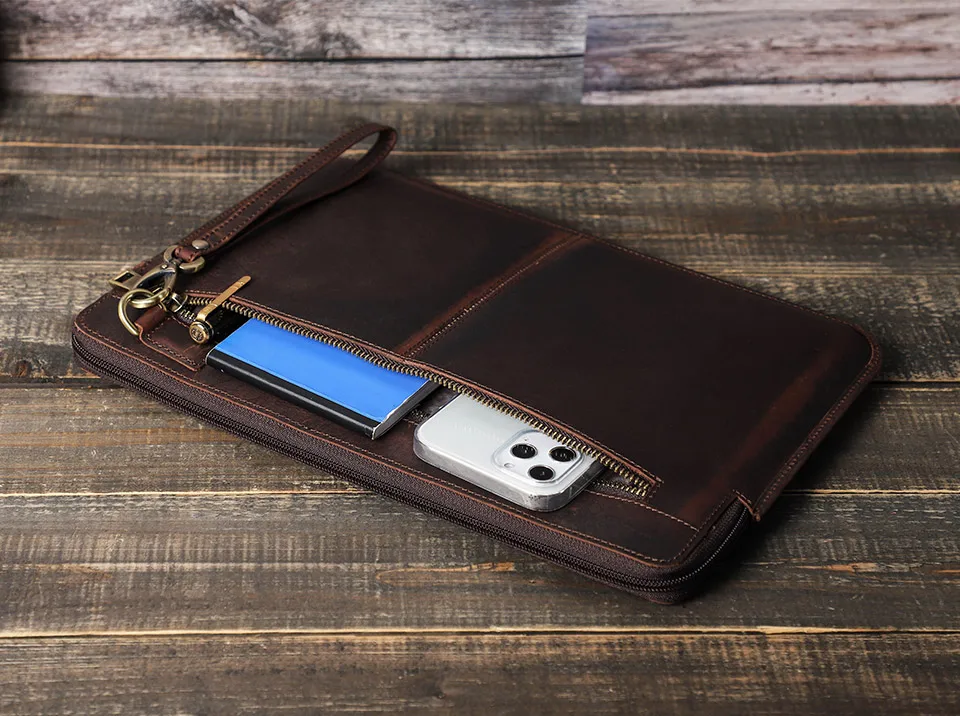 Laptop Briefcase Men For Macbook Air Pro 13 14 15 inch Cowhide Handbag Sleeve Tablet Pouch Case Lenovo Thinkpad Matebook Funda