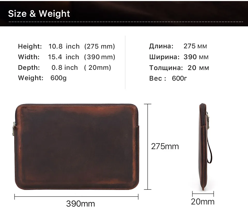 Laptop Briefcase Men For Macbook Air Pro 13 14 15 inch Cowhide Handbag Sleeve Tablet Pouch Case Lenovo Thinkpad Matebook Funda