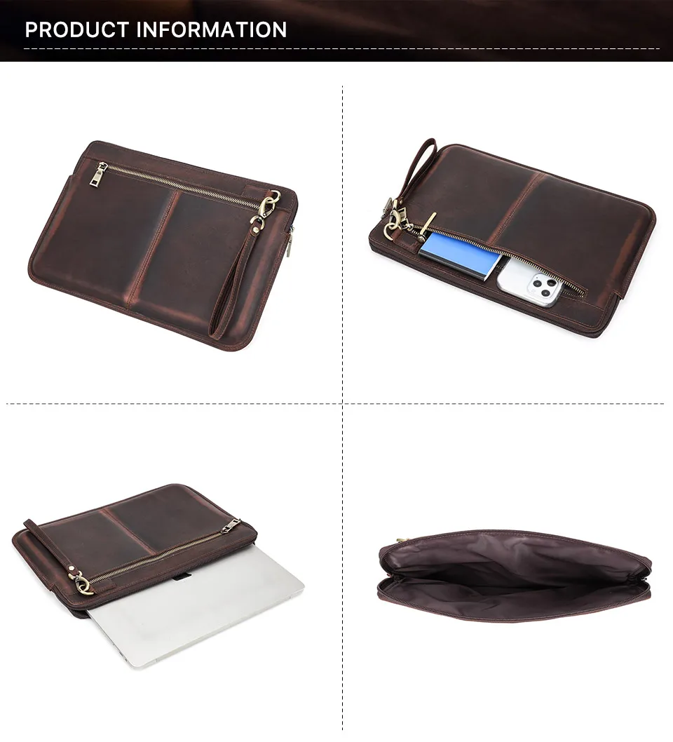 Laptop Briefcase Men For Macbook Air Pro 13 14 15 inch Cowhide Handbag Sleeve Tablet Pouch Case Lenovo Thinkpad Matebook Funda
