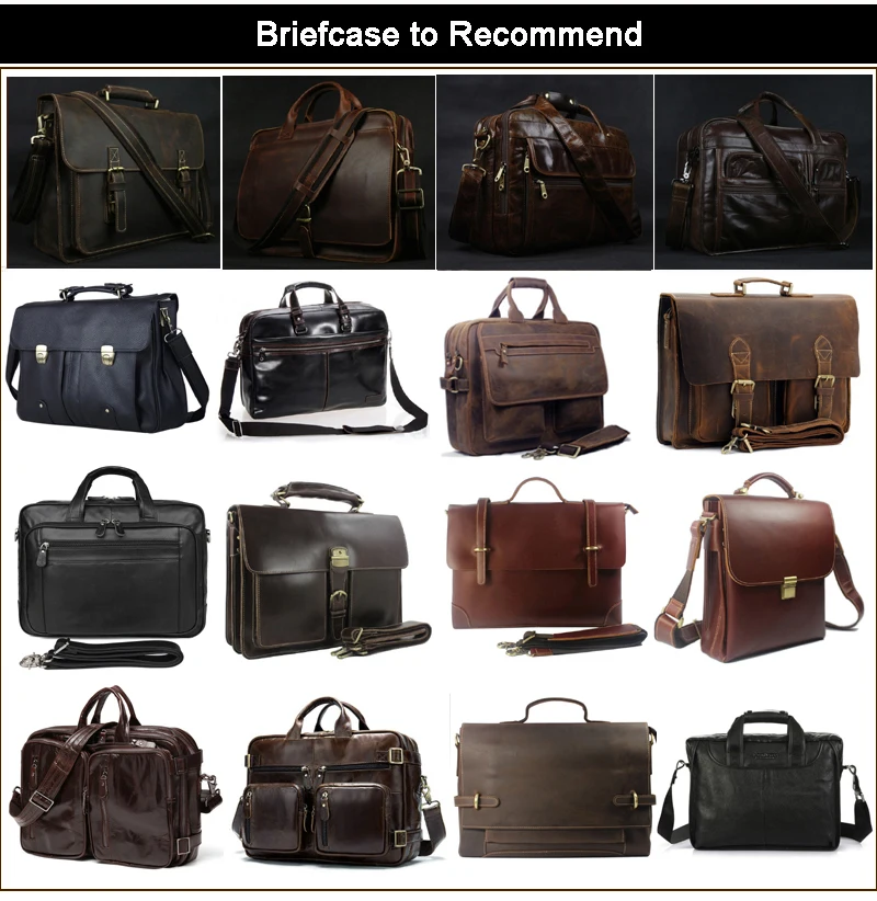 Vintage Crazy Horse Genuine Leather Men Briefcase 15" Laptop Bag Work Business Bag Shoulder Messenger Bag Male Tote Handbag M088