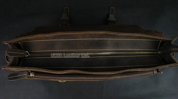 Vintage Crazy Horse Genuine Leather Men Briefcase 15" Laptop Bag Work Business Bag Shoulder Messenger Bag Male Tote Handbag M088