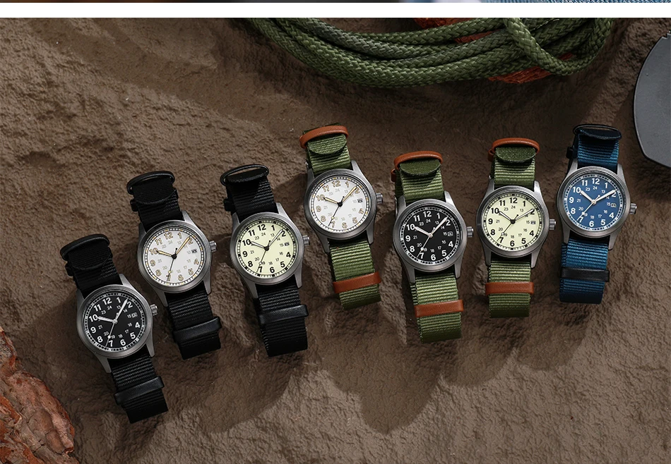 2026 TPW Women's Field Watch 34mm Case Easy Read Fabric Strap 24hr Display Day Function Quartz Movement Luminous