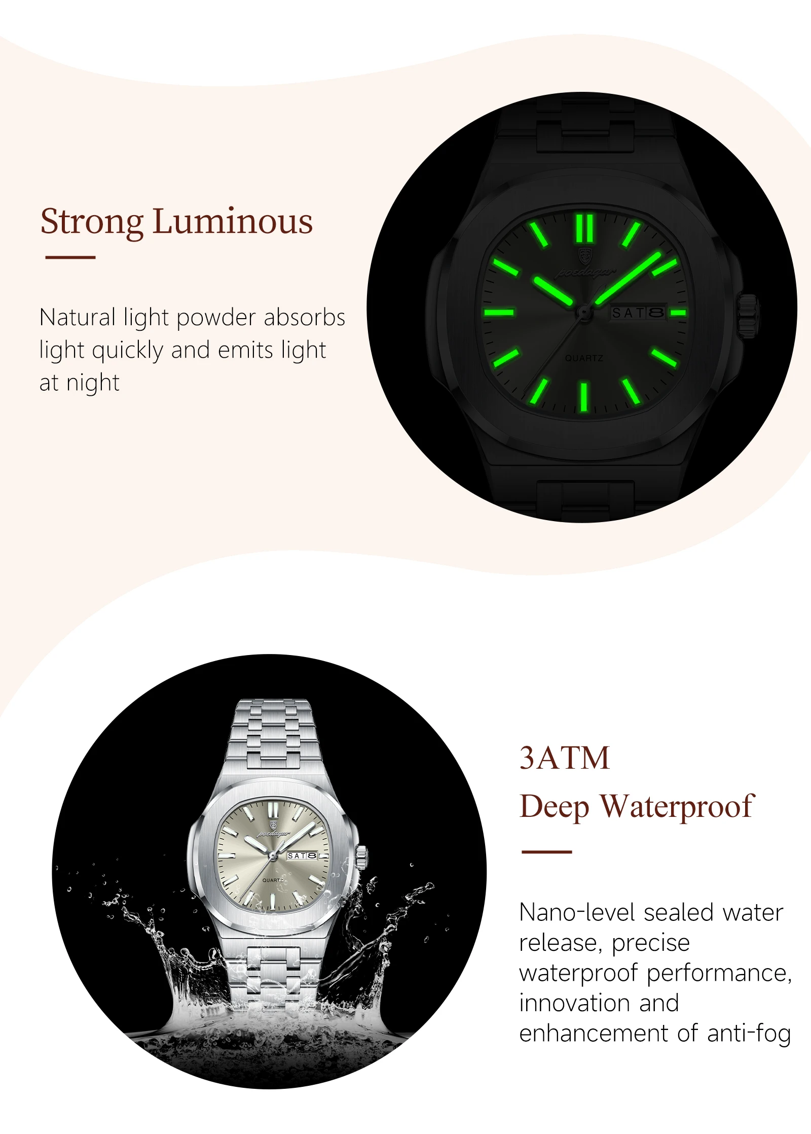 POEDAGAR Square Woman Watch Date Week Waterproof Luminous Ladies Watch Stainless Steel Quartz Fashion Women's Watches Reloj Gift