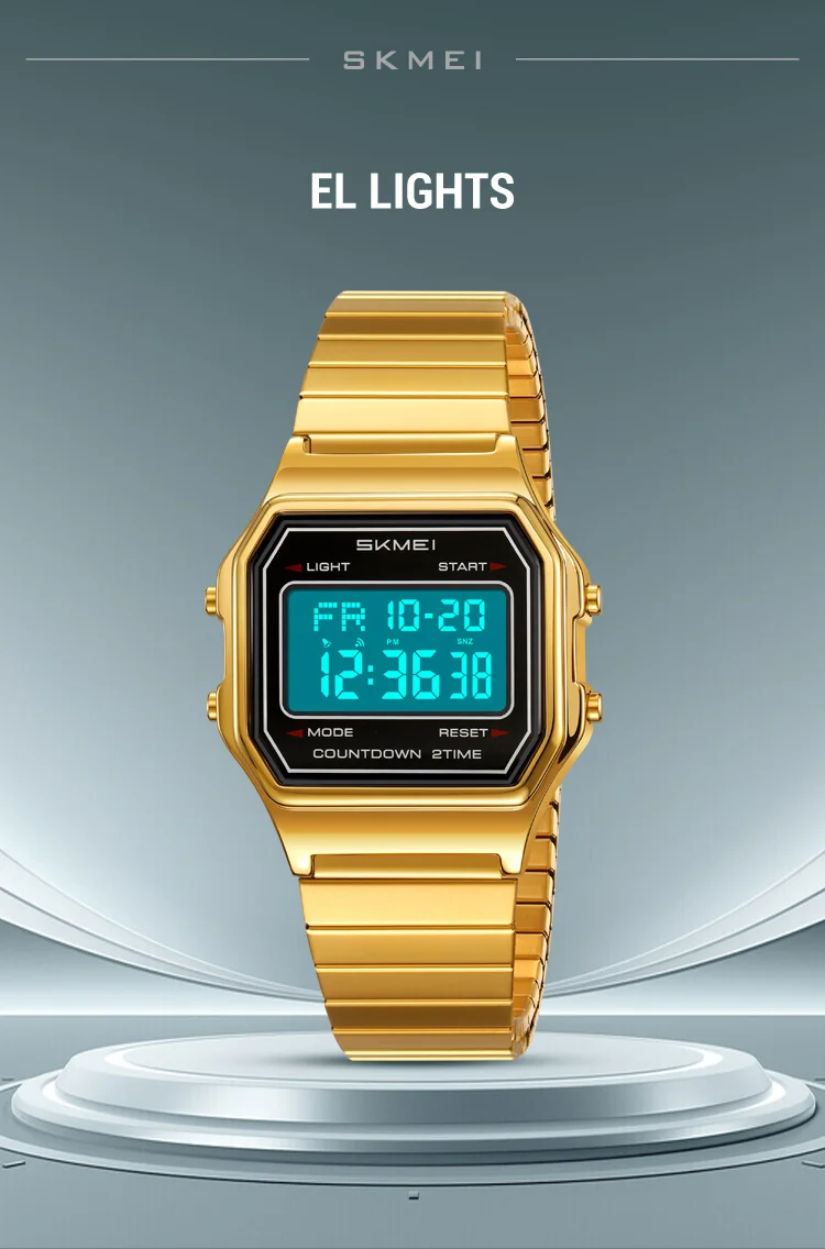 SKMEI 2465 Luxury Men's Digital Watch Waterproof Stainless Steel Electronic Men's Watch LED Display Sport Clock Reloj Hombre