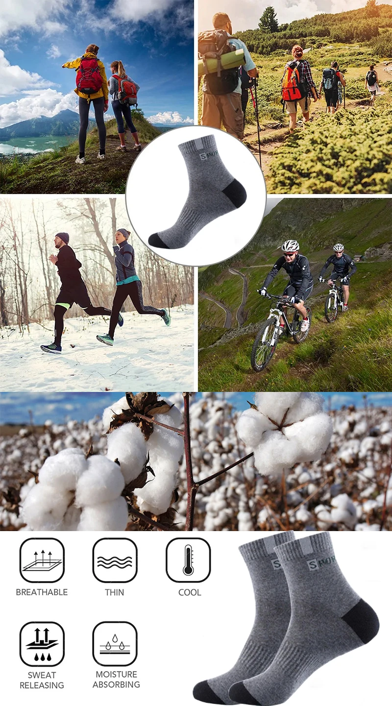 5 Pairs Size 37-43 Men Bamboo Fiber Autumn Winter Men Socks Breathable Cotton Sports Sock Breathable Deodorant Business Socks
