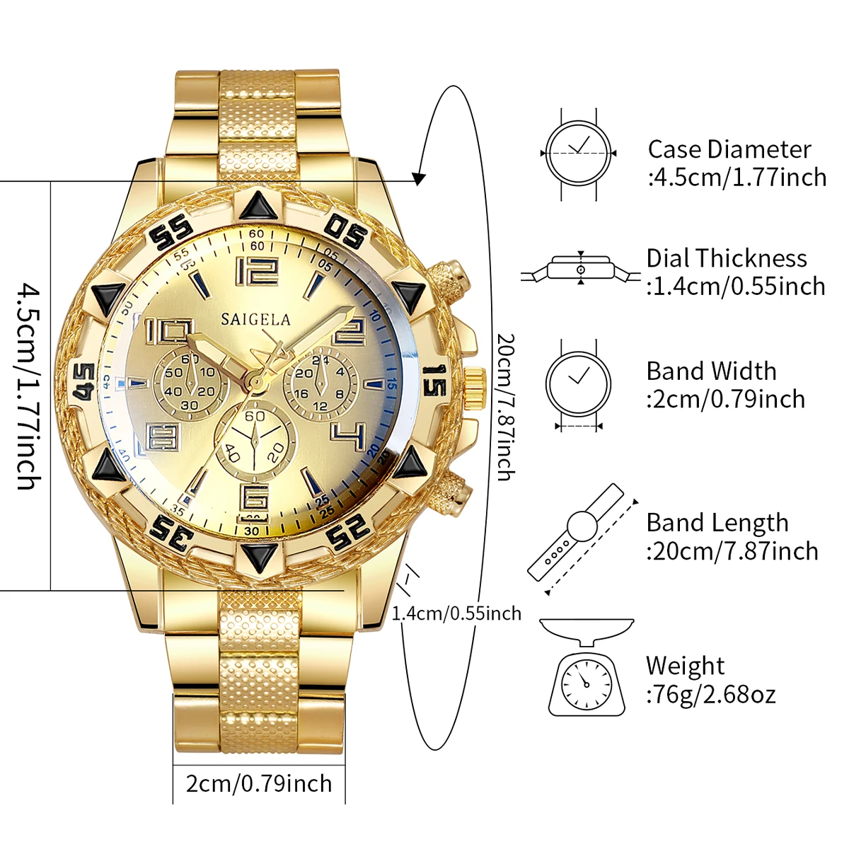 3PCS/Set Luxury Stainless Steel Band Men Business Watches Fashion Male's Quartz Watch Hip-hop Diamond Jewelry Set (Without Box)