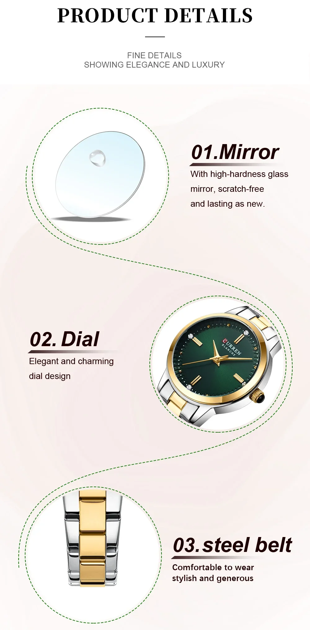 CURREN Women's Watches Fashion Original Quartz Wrist Watch for Ladies Roman Dial Dazzling Diamond Waterproof Luminous Luxury New