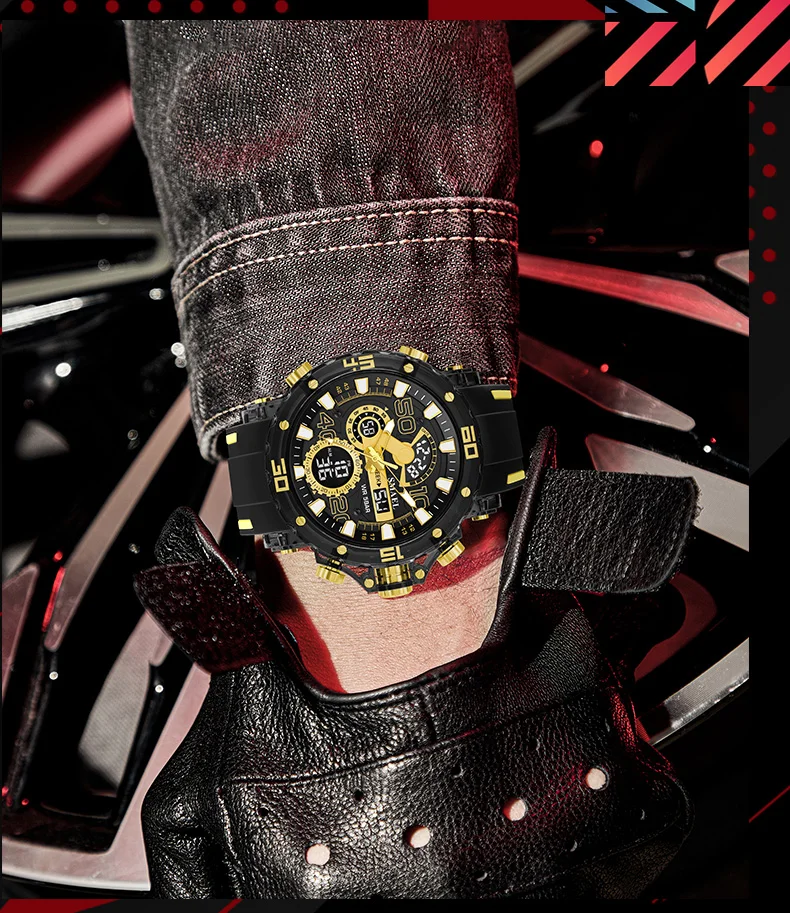 SMAEL 8136 50M Waterproof Military Watch for Men - LED Backlight Alarm Chronograph Stopwatch Shockproof Outdoor