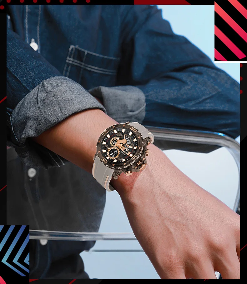 SMAEL 8136 50M Waterproof Military Watch for Men - LED Backlight Alarm Chronograph Stopwatch Shockproof Outdoor