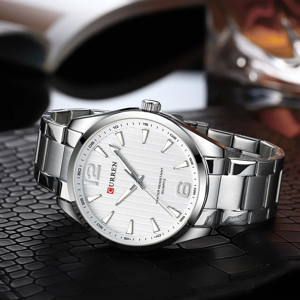 CURREN 8434 Fashion Brand Men's Watch Waterproof Night Light Elegant Business Stainless Steel Strap Mens Gift Watch Reloj Hombre