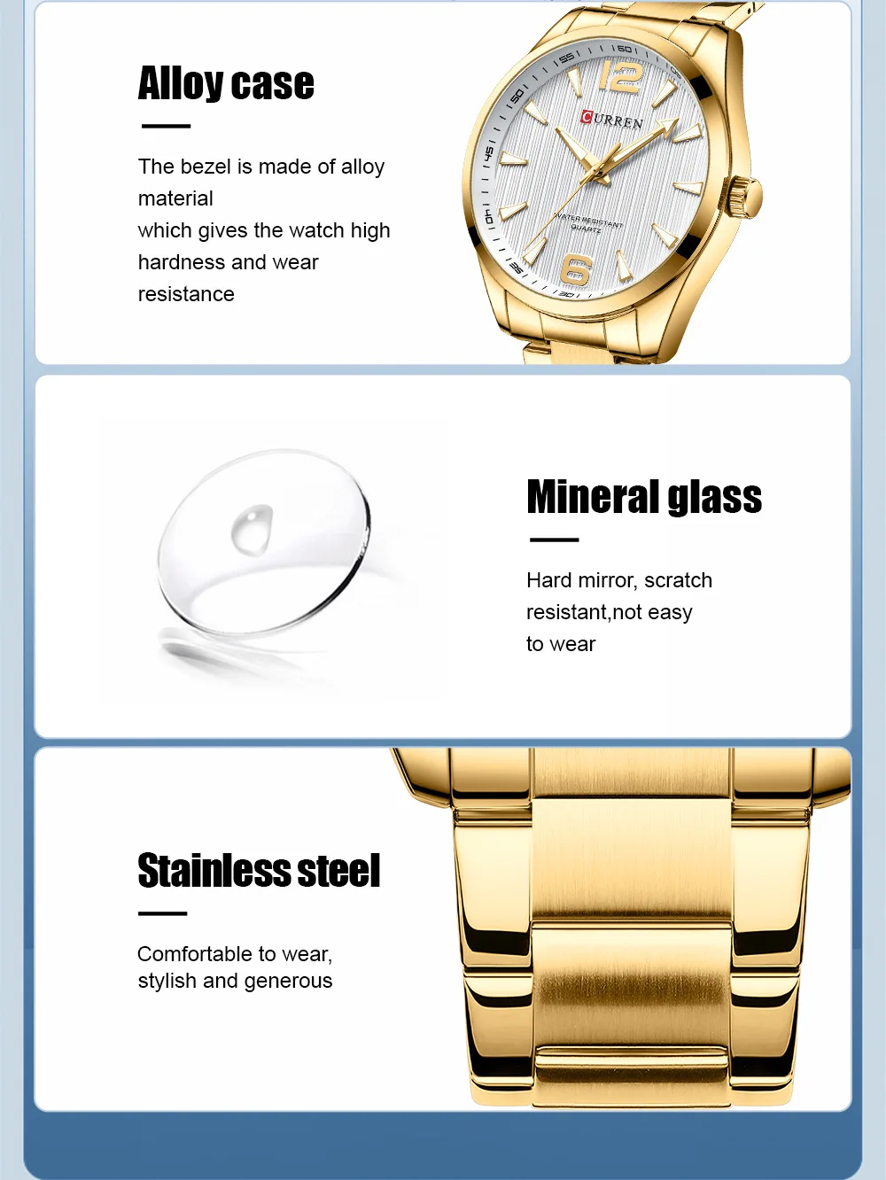 CURREN 8434 Fashion Brand Men's Watch Waterproof Night Light Elegant Business Stainless Steel Strap Mens Gift Watch Reloj Hombre