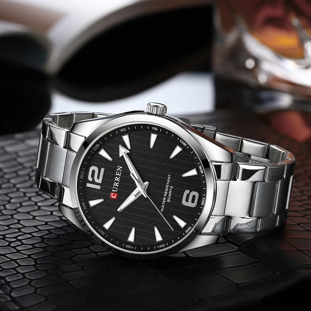 CURREN 8434 Fashion Brand Men's Watch Waterproof Night Light Elegant Business Stainless Steel Strap Mens Gift Watch Reloj Hombre