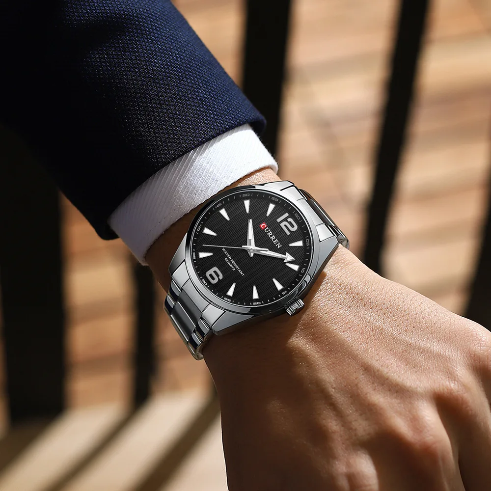 CURREN 8434 Fashion Brand Men's Watch Waterproof Night Light Elegant Business Stainless Steel Strap Mens Gift Watch Reloj Hombre