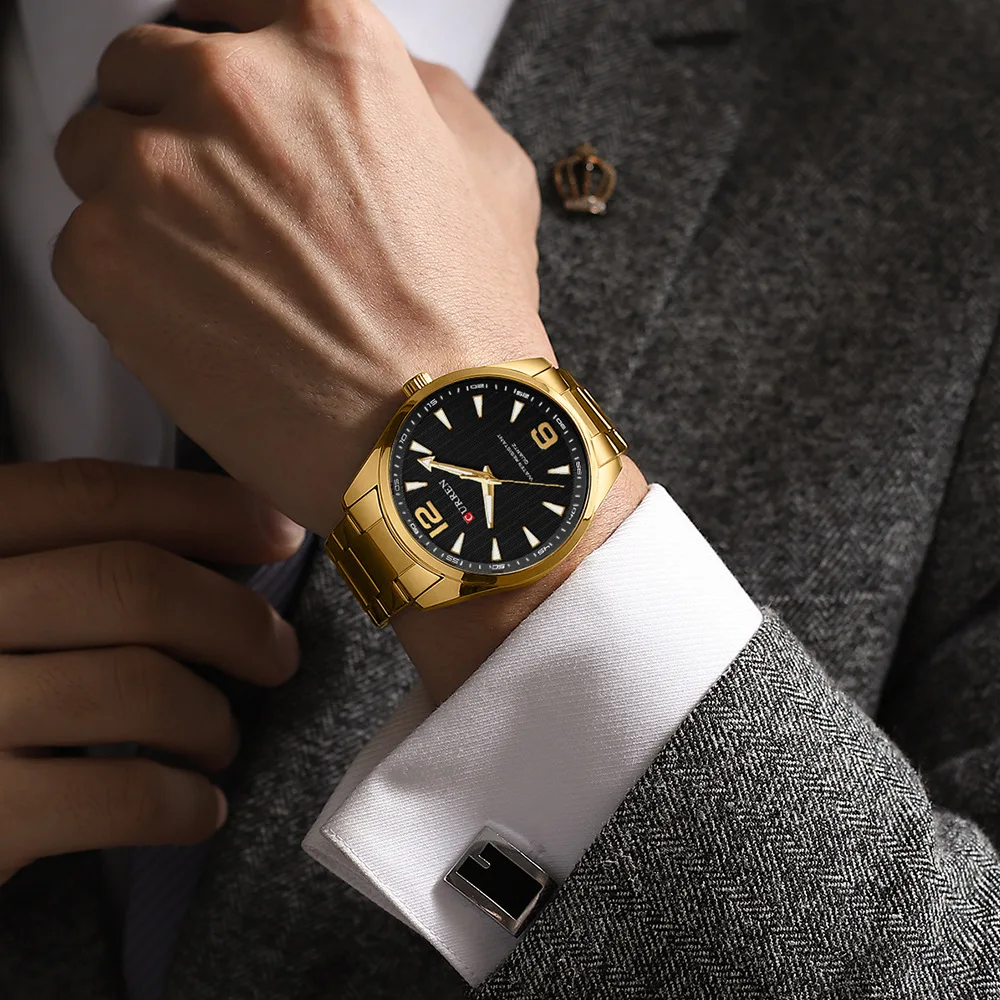 CURREN 8434 Fashion Brand Men's Watch Waterproof Night Light Elegant Business Stainless Steel Strap Mens Gift Watch Reloj Hombre