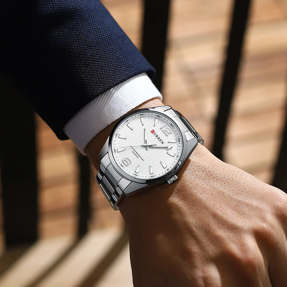 CURREN 8434 Fashion Brand Men's Watch Waterproof Night Light Elegant Business Stainless Steel Strap Mens Gift Watch Reloj Hombre