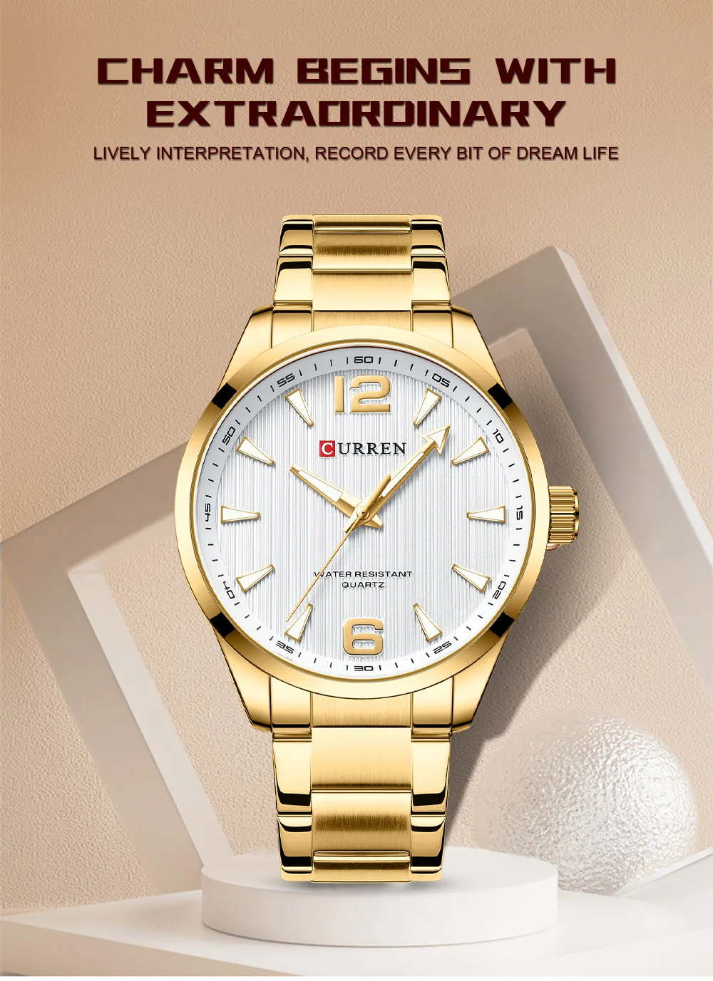 CURREN 8434 Fashion Brand Men's Watch Waterproof Night Light Elegant Business Stainless Steel Strap Mens Gift Watch Reloj Hombre