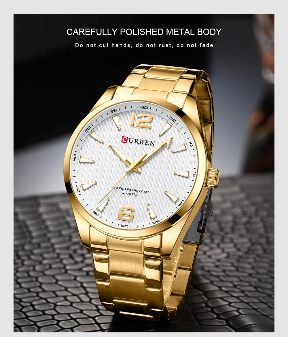 CURREN 8434 Fashion Brand Men's Watch Waterproof Night Light Elegant Business Stainless Steel Strap Mens Gift Watch Reloj Hombre