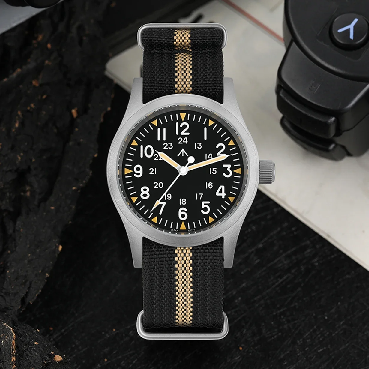 Militado ML05 38mm Military Watch Miyota 2035 Movement Domed Sapphire Crystal C3 Green Luminous 10Bar Waterproof Vintage Watches