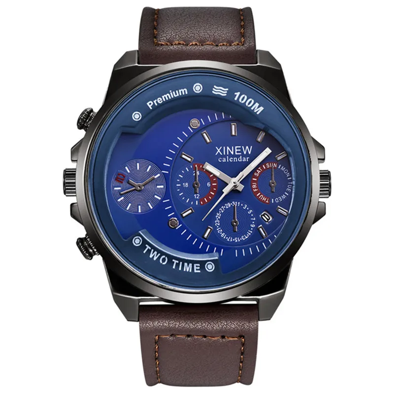 XINEW Brand Cheap Watches For Men Students Fashion Leather Band Simple Date Quartz Clock Erkek Barato Saat Relogio Masculino