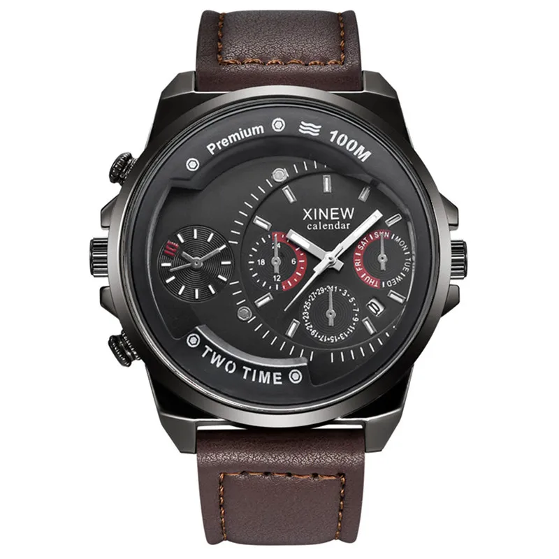 XINEW Brand Cheap Watches For Men Students Fashion Leather Band Simple Date Quartz Clock Erkek Barato Saat Relogio Masculino