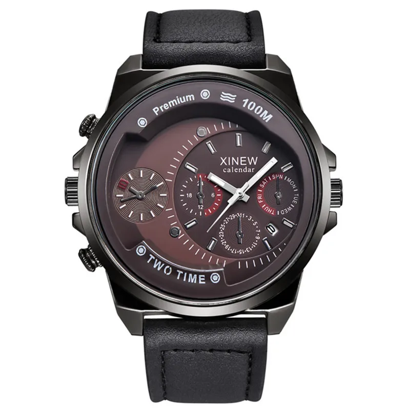 XINEW Brand Cheap Watches For Men Students Fashion Leather Band Simple Date Quartz Clock Erkek Barato Saat Relogio Masculino