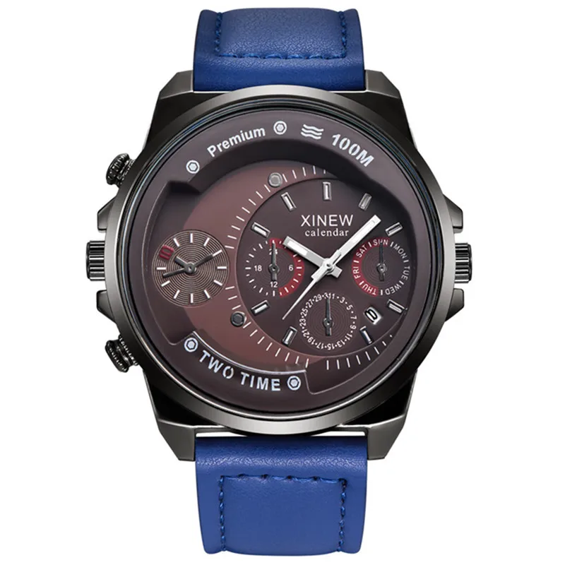 XINEW Brand Cheap Watches For Men Students Fashion Leather Band Simple Date Quartz Clock Erkek Barato Saat Relogio Masculino