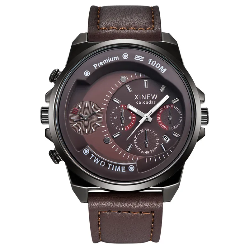 XINEW Brand Cheap Watches For Men Students Fashion Leather Band Simple Date Quartz Clock Erkek Barato Saat Relogio Masculino