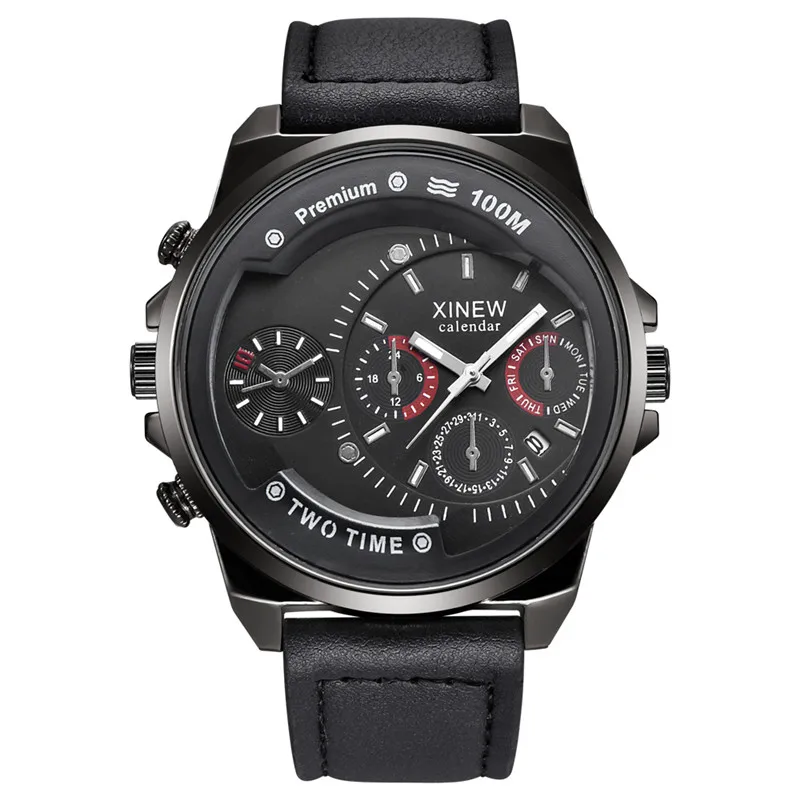XINEW Brand Cheap Watches For Men Students Fashion Leather Band Simple Date Quartz Clock Erkek Barato Saat Relogio Masculino