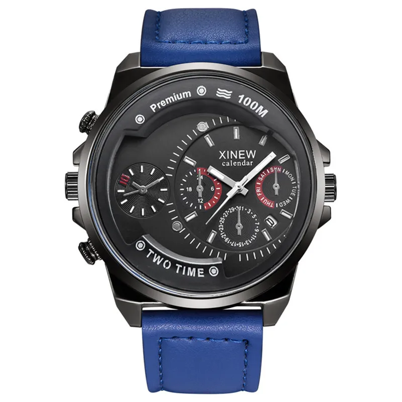 XINEW Brand Cheap Watches For Men Students Fashion Leather Band Simple Date Quartz Clock Erkek Barato Saat Relogio Masculino