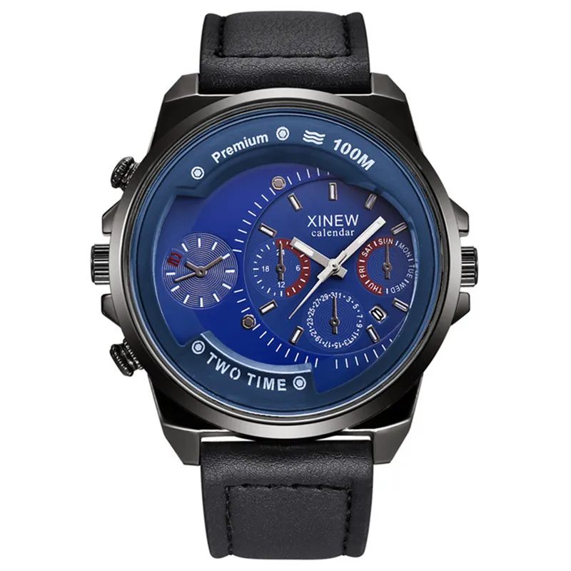 XINEW Brand Cheap Watches For Men Students Fashion Leather Band Simple Date Quartz Clock Erkek Barato Saat Relogio Masculino