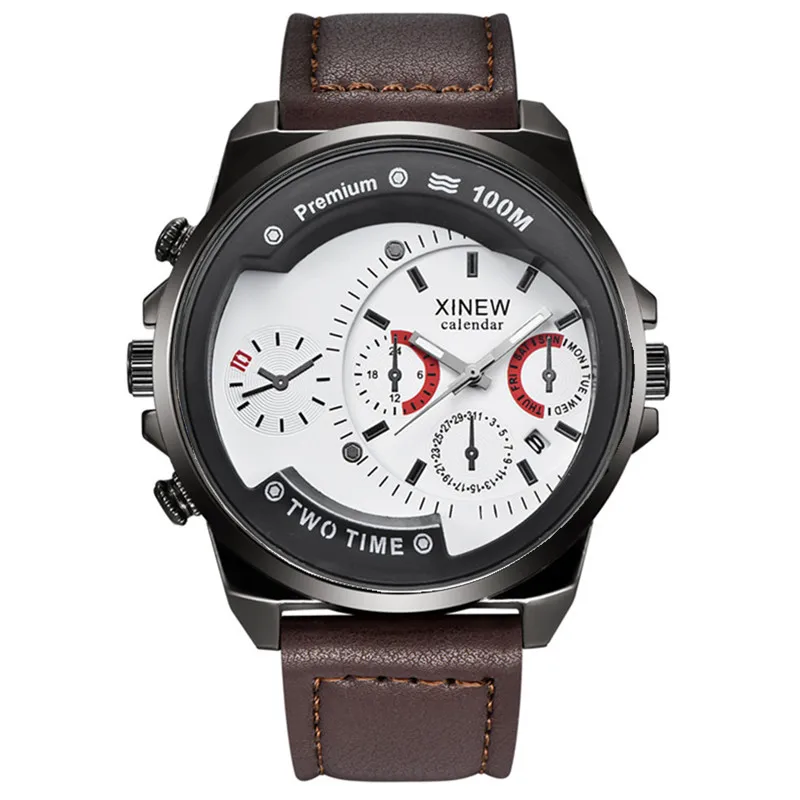 XINEW Brand Cheap Watches For Men Students Fashion Leather Band Simple Date Quartz Clock Erkek Barato Saat Relogio Masculino