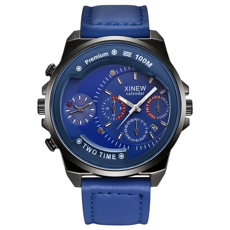 XINEW Brand Cheap Watches For Men Students Fashion Leather Band Simple Date Quartz Clock Erkek Barato Saat Relogio Masculino
