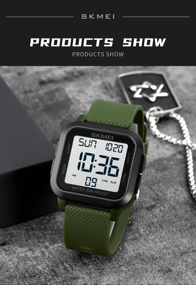 SKMEI1894 Men Alarm Chrono Clock 5Bar Waterproof Military Watches LED Display Shock Digital Watch reloj hombre Outdoor Sport Wat