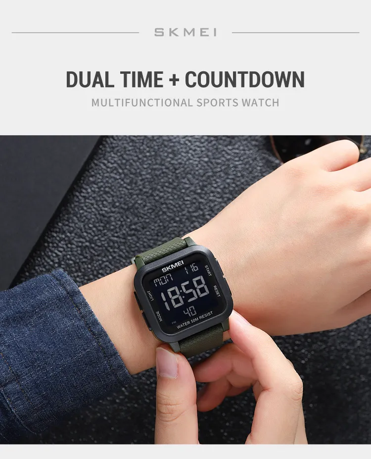 SKMEI1894 Men Alarm Chrono Clock 5Bar Waterproof Military Watches LED Display Shock Digital Watch reloj hombre Outdoor Sport Wat