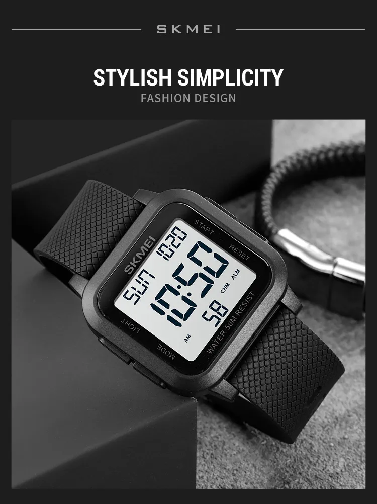 SKMEI1894 Men Alarm Chrono Clock 5Bar Waterproof Military Watches LED Display Shock Digital Watch reloj hombre Outdoor Sport Wat