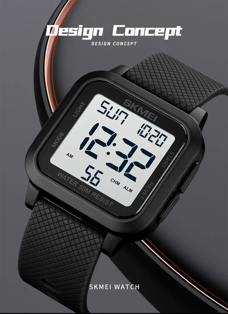 SKMEI1894 Men Alarm Chrono Clock 5Bar Waterproof Military Watches LED Display Shock Digital Watch reloj hombre Outdoor Sport Wat