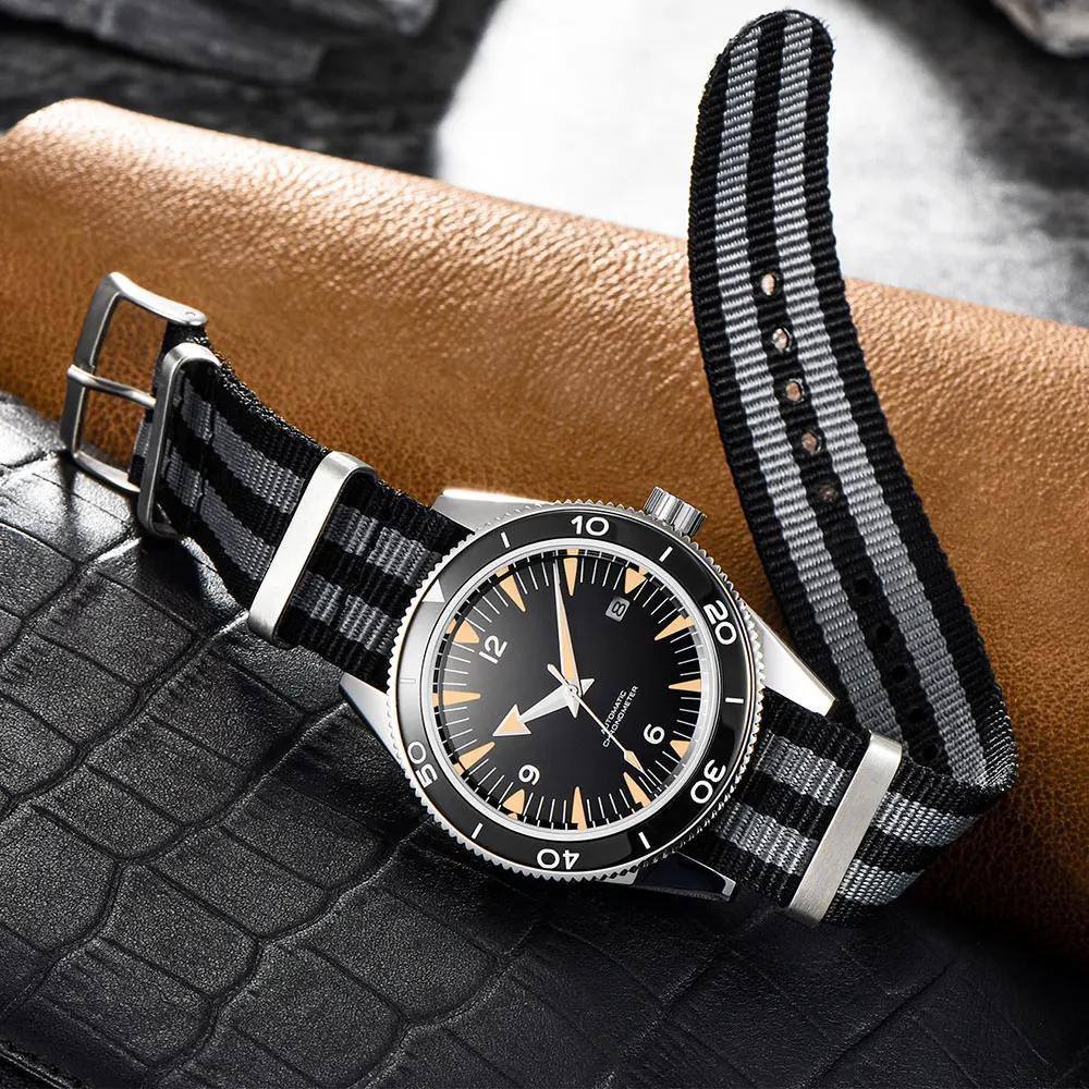 41MM Sapphire Glass 100m Waterproof Japan Automatic Luminous Mens Watch Nylon Strap