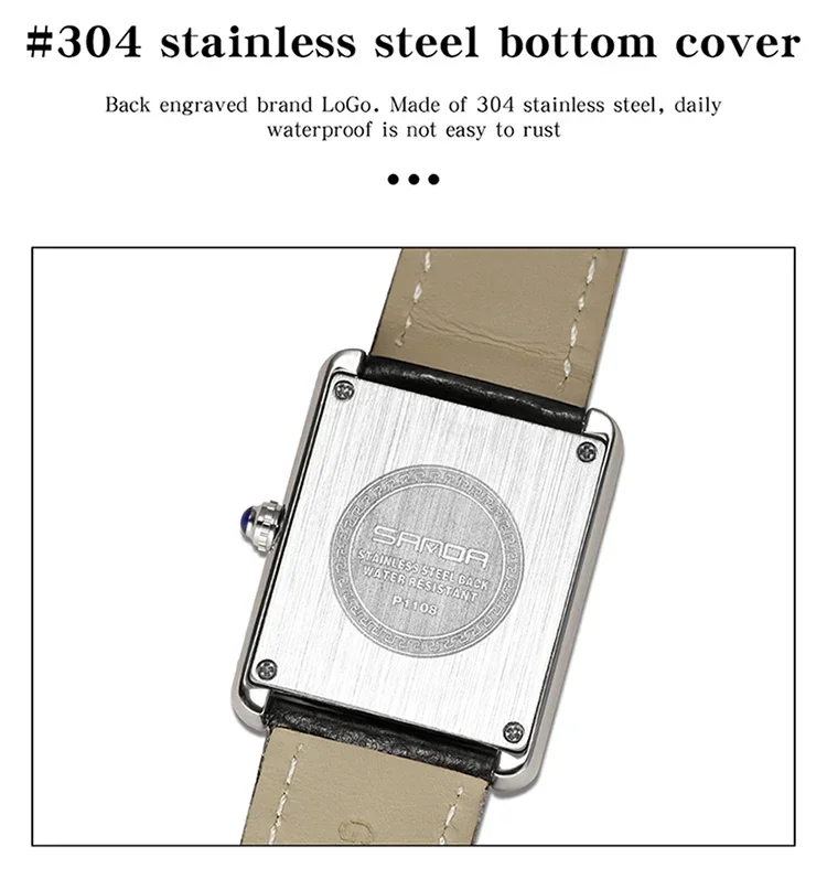 SANDA 9031/1108 Luxury Couple Quartz Watches for Men & Women, Waterproof Sport Casual Watch, Scratch Resistant Leather Strap