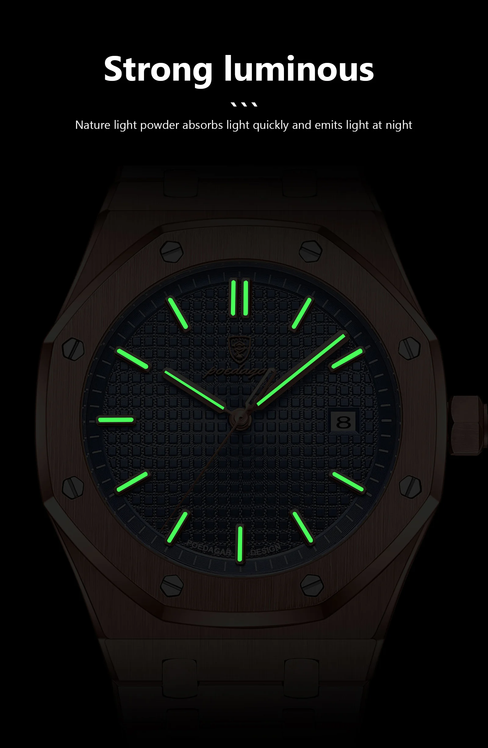 POEDAGAR Luxury Business Man Wristwatch Waterproof Luminous Date Men Watch Stainless Steel Fashion Quartz Watches For Men Reloj