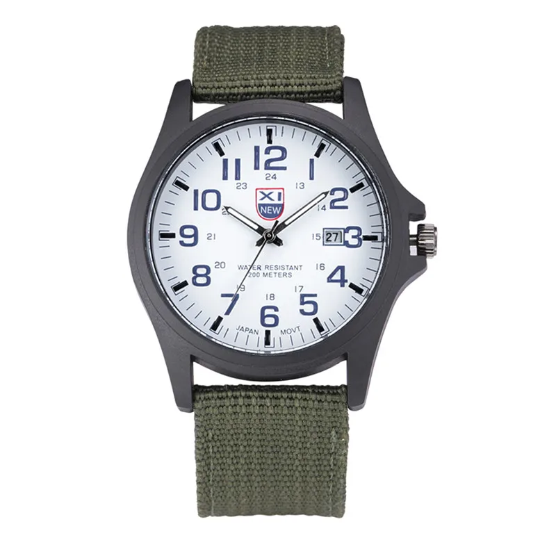 1pc / Lot XINEW Brand Watches For Men Students Fashion Casual Nylon Band Sports Military Date Quartz Wrist Watch Montre Homme