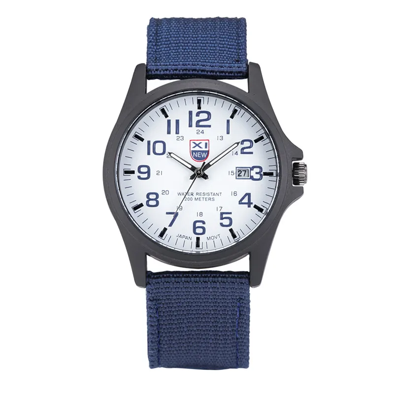 1pc / Lot XINEW Brand Watches For Men Students Fashion Casual Nylon Band Sports Military Date Quartz Wrist Watch Montre Homme
