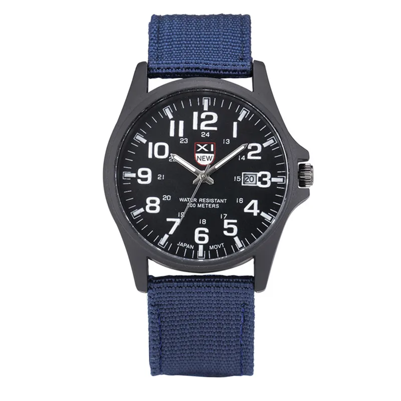 1pc / Lot XINEW Brand Watches For Men Students Fashion Casual Nylon Band Sports Military Date Quartz Wrist Watch Montre Homme