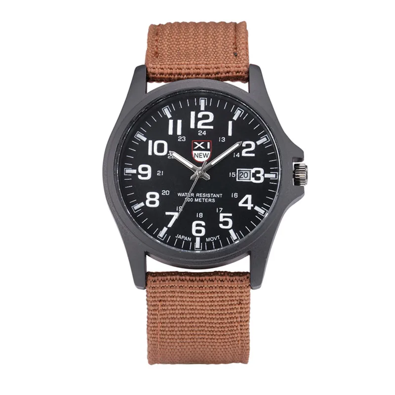 1pc / Lot XINEW Brand Watches For Men Students Fashion Casual Nylon Band Sports Military Date Quartz Wrist Watch Montre Homme