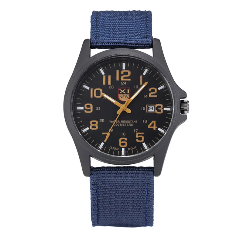 1pc / Lot XINEW Brand Watches For Men Students Fashion Casual Nylon Band Sports Military Date Quartz Wrist Watch Montre Homme