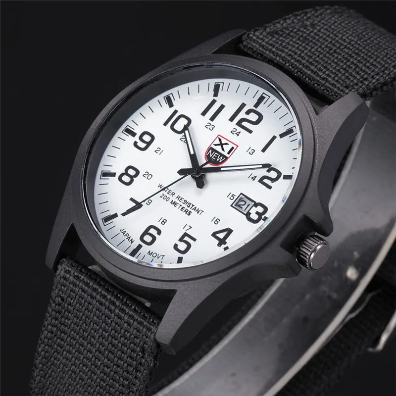 1pc / Lot XINEW Brand Watches For Men Students Fashion Casual Nylon Band Sports Military Date Quartz Wrist Watch Montre Homme