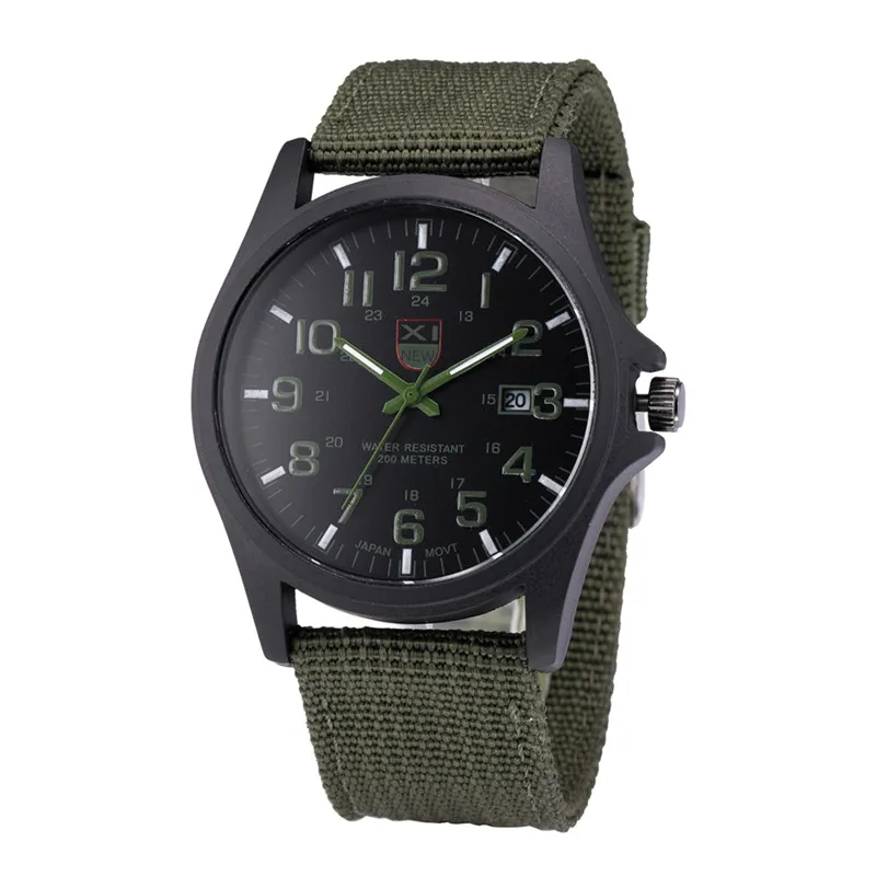 1pc / Lot XINEW Brand Watches For Men Students Fashion Casual Nylon Band Sports Military Date Quartz Wrist Watch Montre Homme