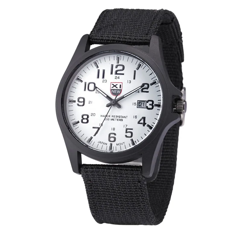 1pc / Lot XINEW Brand Watches For Men Students Fashion Casual Nylon Band Sports Military Date Quartz Wrist Watch Montre Homme