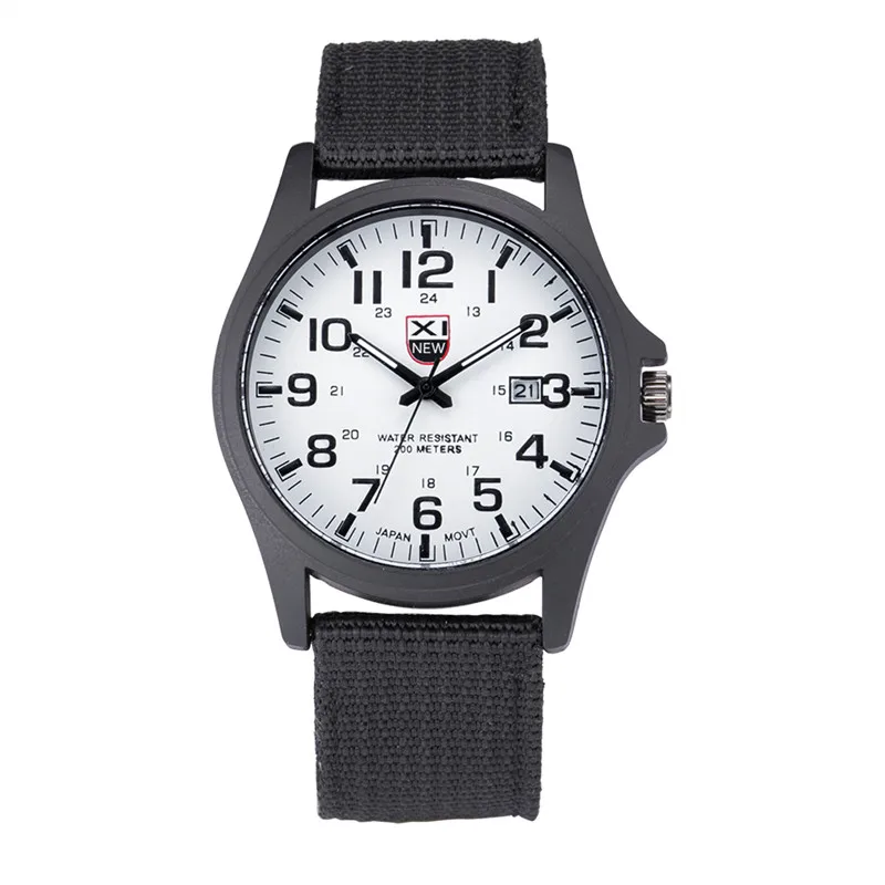 1pc / Lot XINEW Brand Watches For Men Students Fashion Casual Nylon Band Sports Military Date Quartz Wrist Watch Montre Homme
