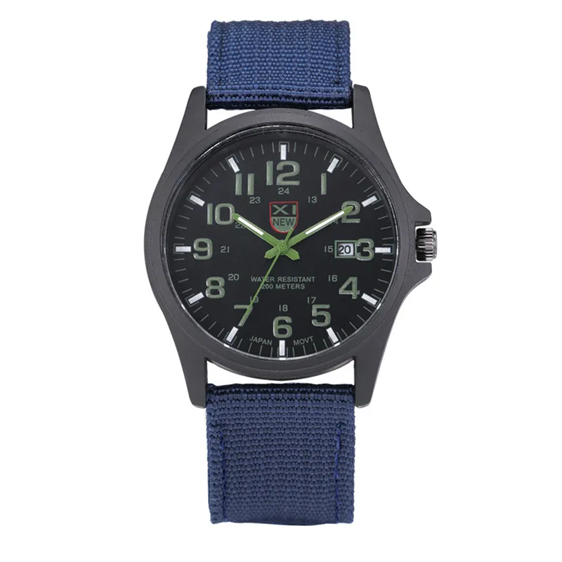 1pc / Lot XINEW Brand Watches For Men Students Fashion Casual Nylon Band Sports Military Date Quartz Wrist Watch Montre Homme